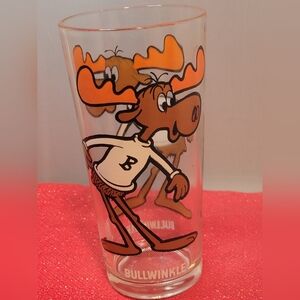 Bullwinkle Pepsi Collector Glass 6 1/4" White Lettering P.A.T. Ward 1977